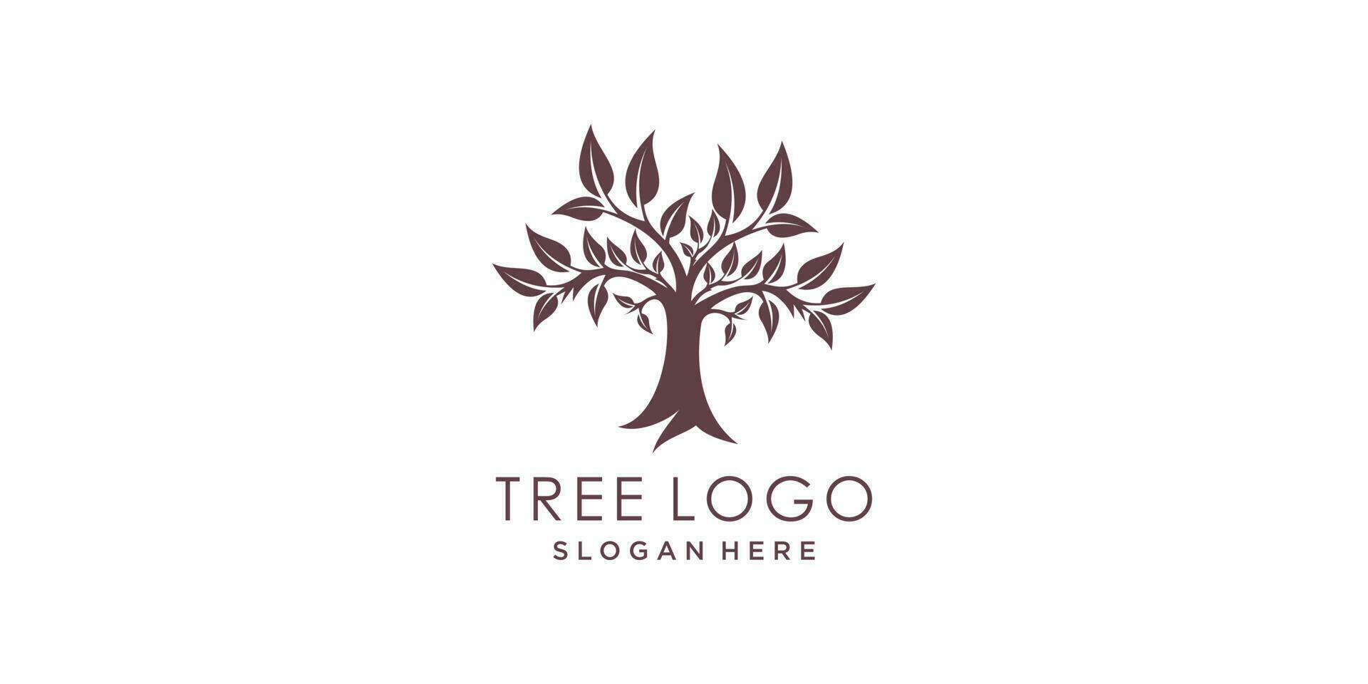 Nature logo design vector with tree and leaf style