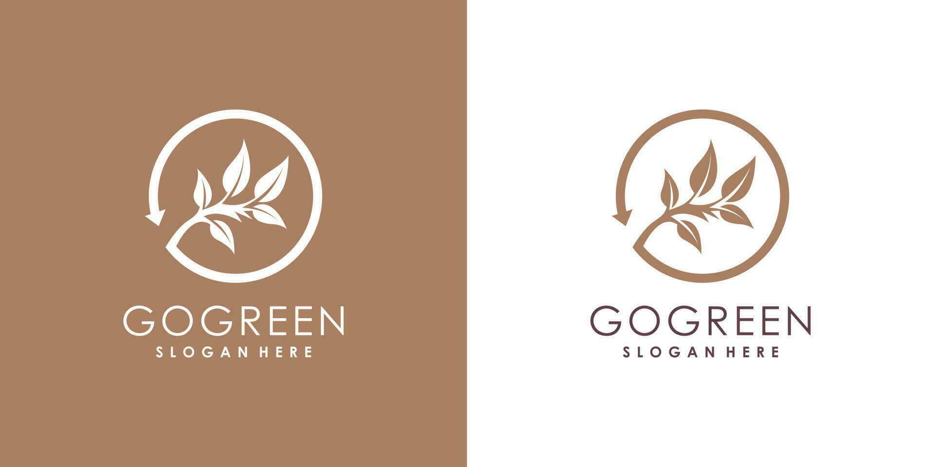 Nature logo design vector with tree and leaf style