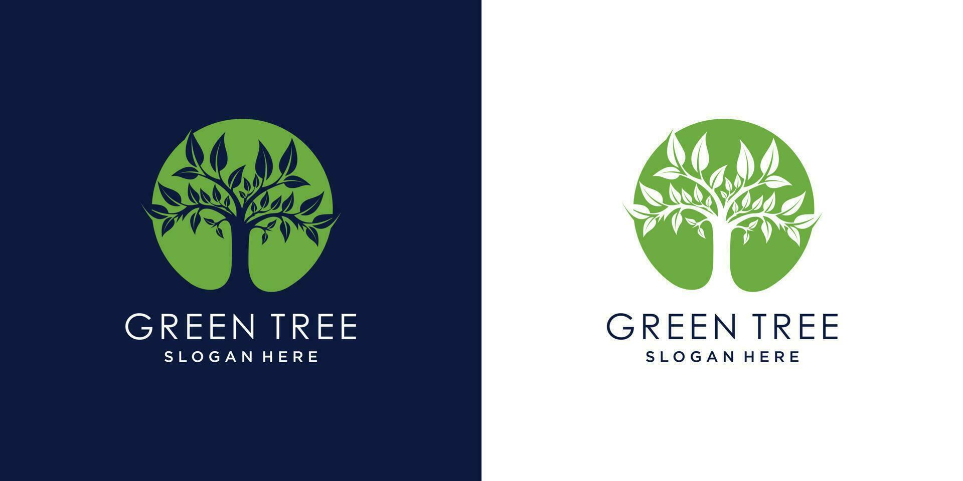 Nature logo design vector with tree and leaf style