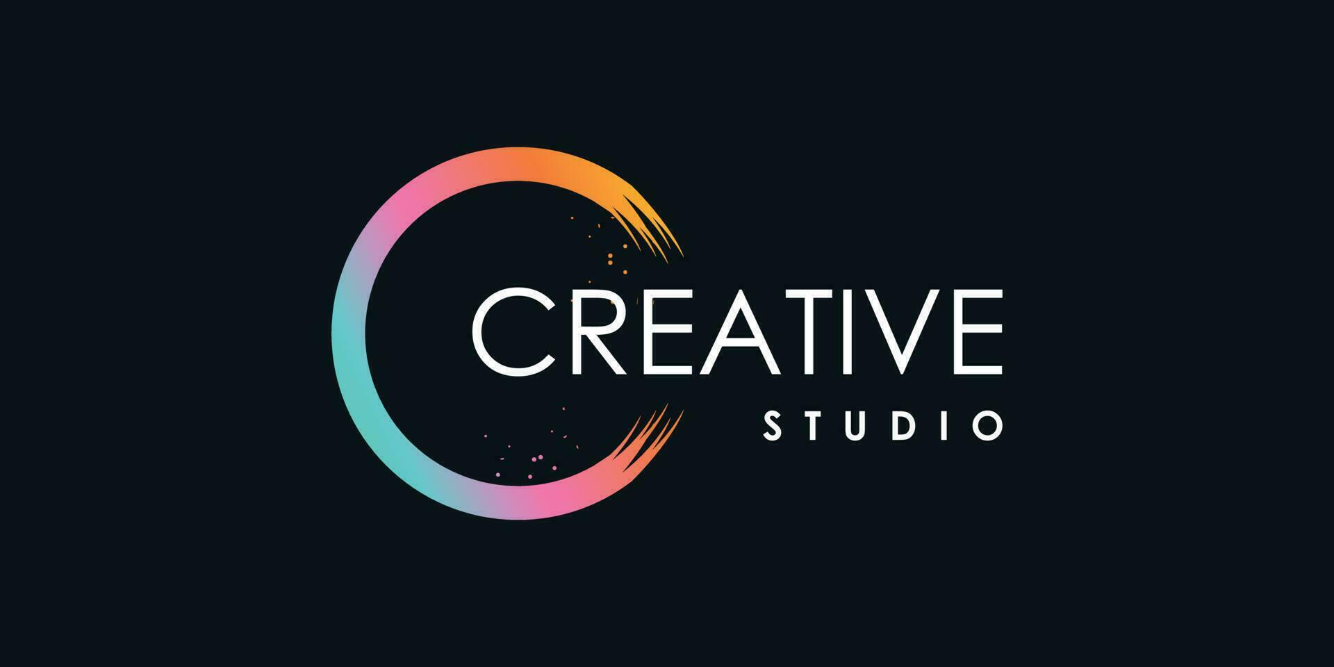 Brush logo vector idea with modern creative abstract style