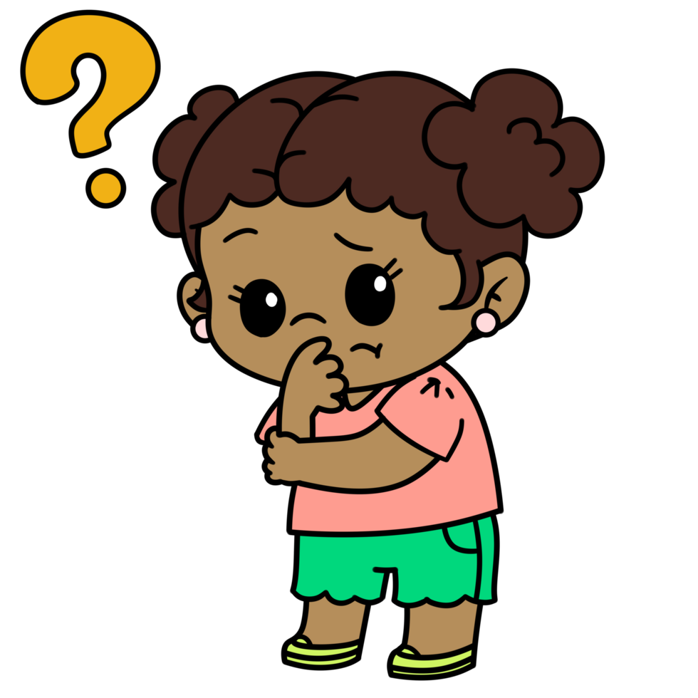 Cartoon Kids Girl Question Isolated Free PNG Free PNG