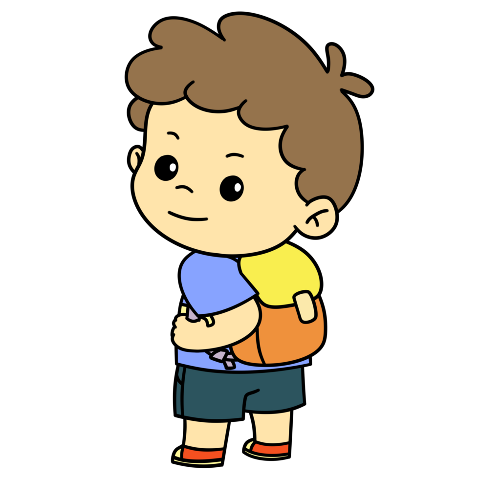 dibujos animados niño mochila yendo a colegio aislado clipart png gratis