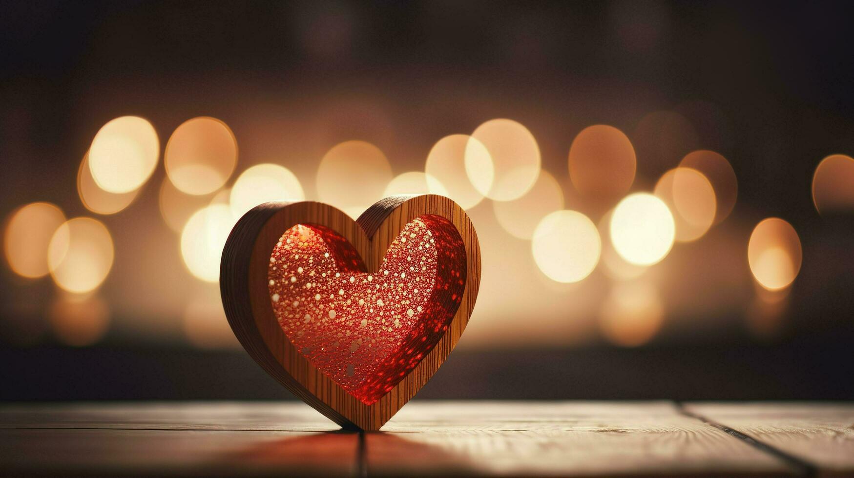 wooden heart silhouette in front of a white background, in the style of bokeh panorama, light red and crimson, romantic soft focus and ethereal light, two dimensional, generat ai photo