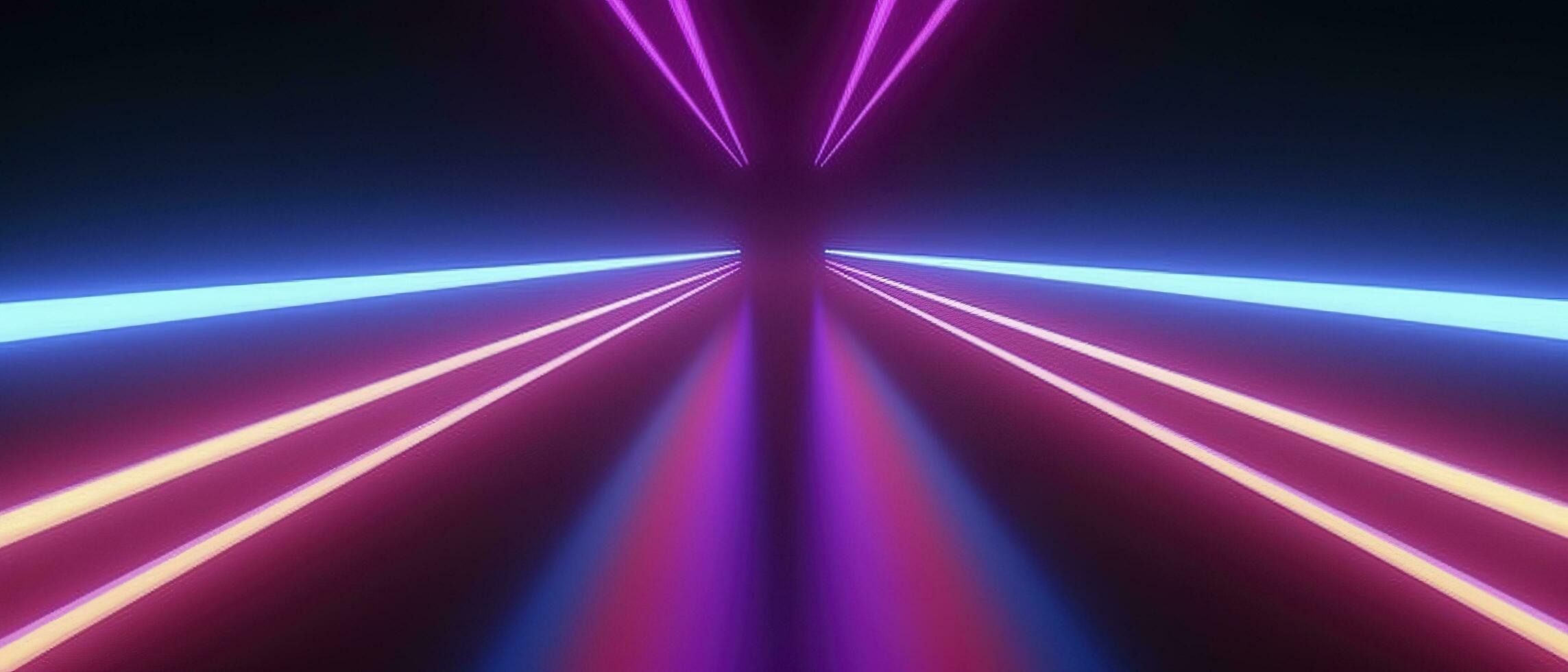 3d rendering, rounded pink blue neon lines, glowing in the dark. Abstract minimalist geometric background. Ultraviolet spectrum. Cyber space. Futuristic wallpaper, generate ai photo