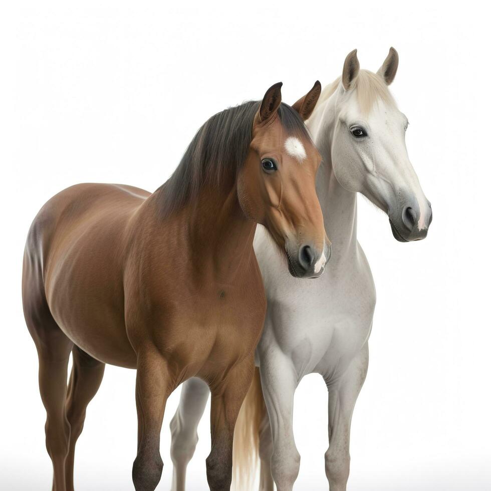 Horse isolated on white background, generate ai photo