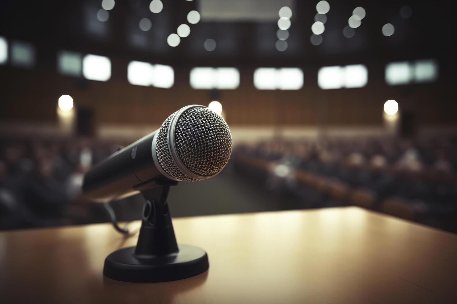 Microphone in Conference Seminar room , photo