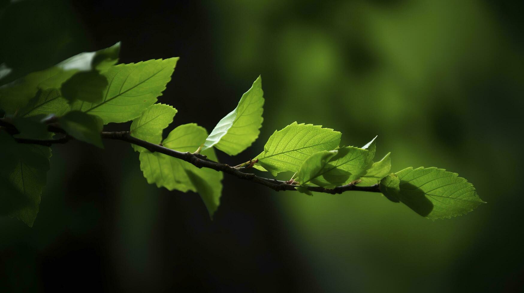 tierra día y mundo ambiente día, primavera, tropical árbol hojas y rama con hermosa verde bosque fondo, generar ai foto