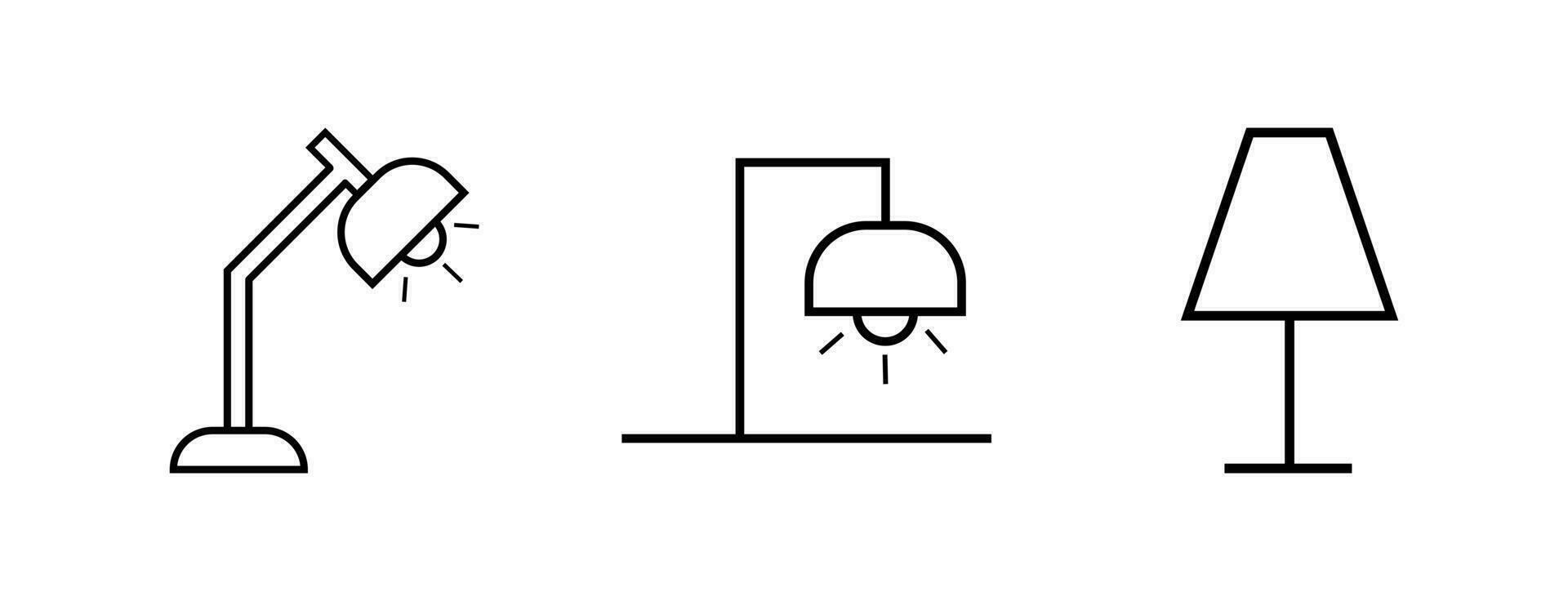 escritorio lámpara lineal icono símbolo vector. negro contorno escritorio lámpara icono vector