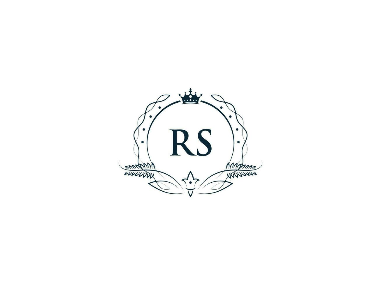 real corona rs logo icono, femenino lujo rs sr logo letra vector