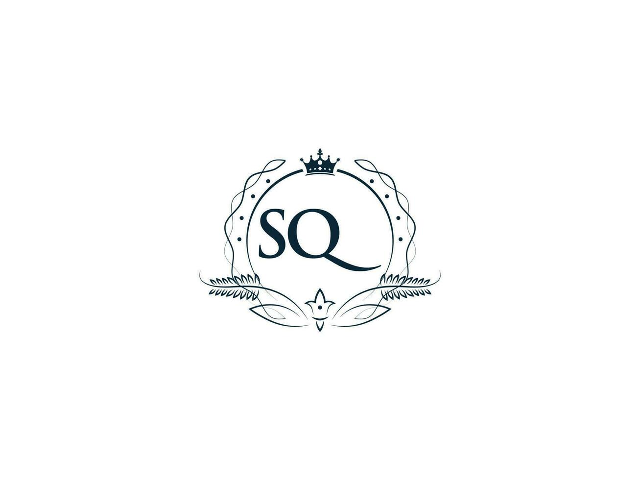 Minimalist Letter Sq Logo Icon, Monogram SQ Royal Crown Logo Template vector