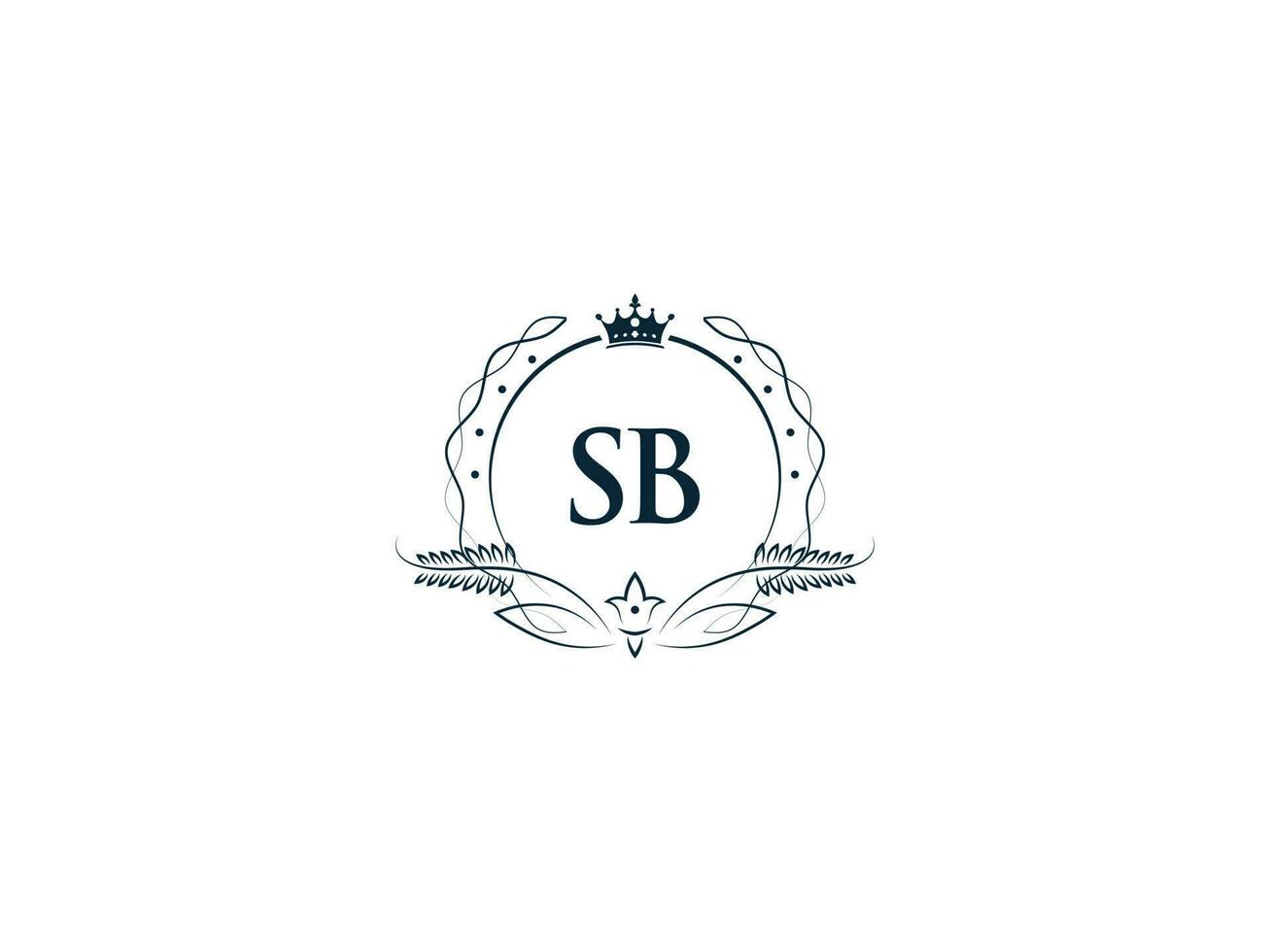 Minimalist Letter Sb Logo Icon, Monogram Sb Royal Crown Logo Template vector