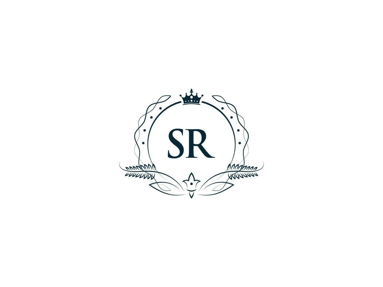 Minimalist Letter Sr Logo Icon, Monogram SR Royal Crown Logo Template vector