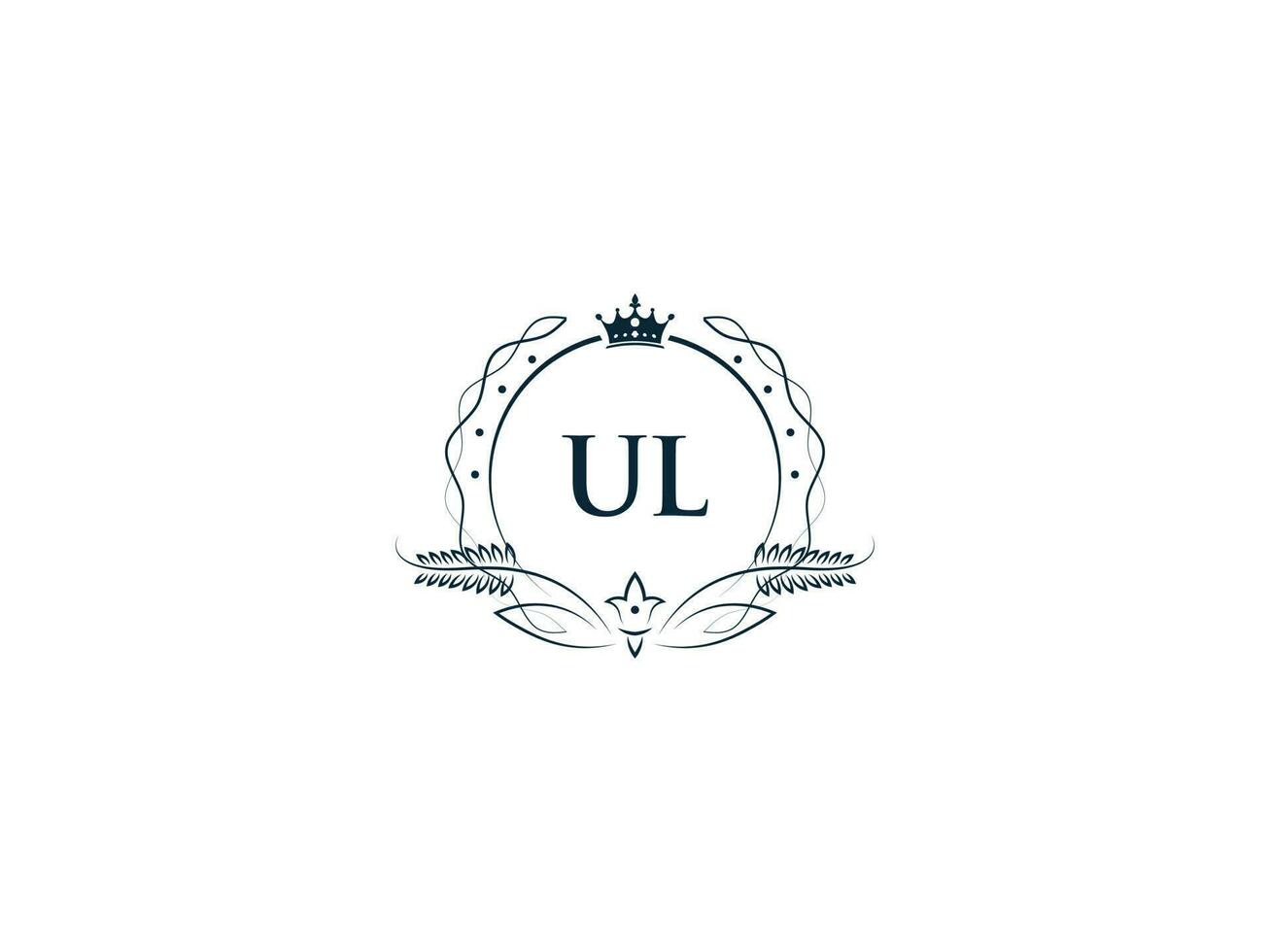 Initial Ul Minimal Luxury logo, Minimalist Royal Crown Ul lu Logo Icon Vector Art