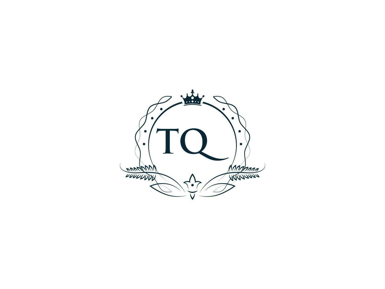 Initial Royal Tq Logo Icon, Minimalist Tq qt Crown Logo Icon Vector