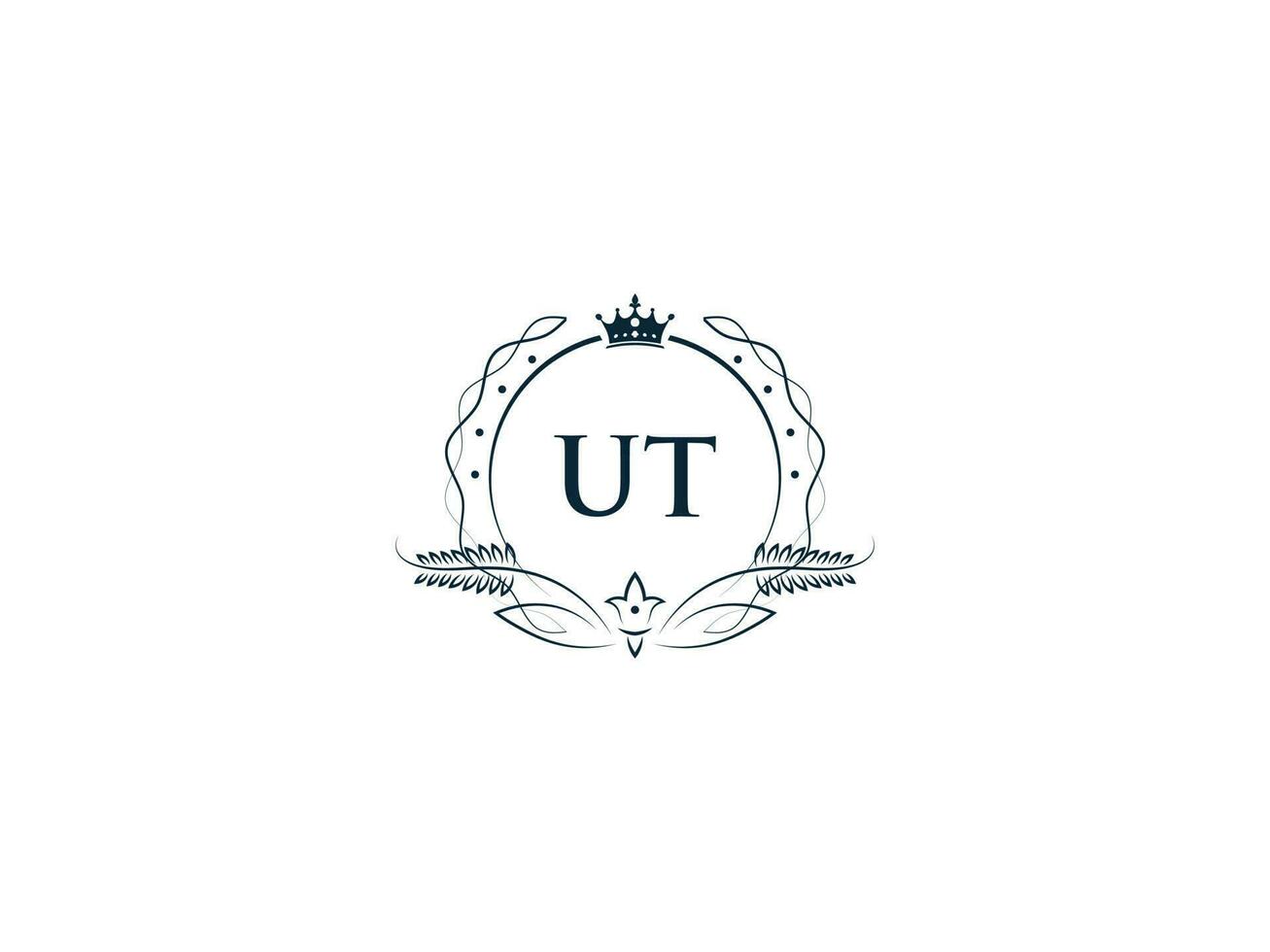 Initial Ut Minimal Luxury logo, Minimalist Royal Crown Ut tu Logo Icon Vector Art
