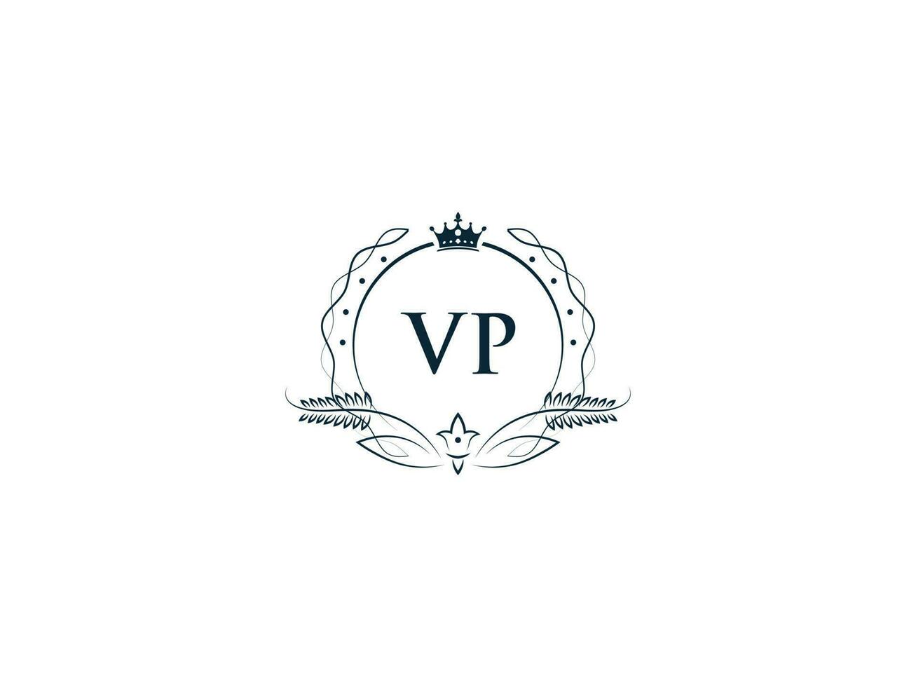 Initial Vp Logo Letter Design, Minimal Royal Crown Vp pv Feminine Logo Symbol vector