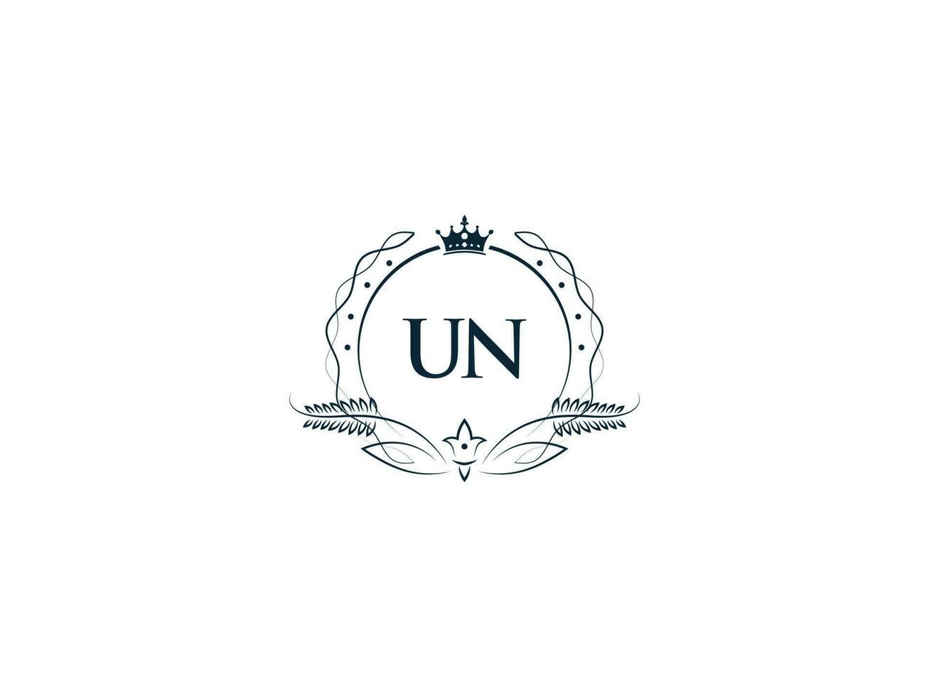 inicial Naciones Unidas mínimo lujo logo, minimalista real corona Naciones Unidas nu logo icono vector Arte