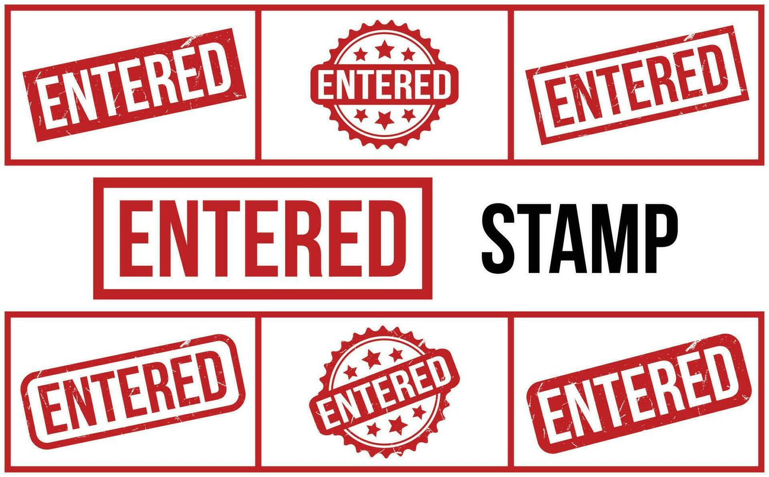 Entered rubber grunge stamp set vector