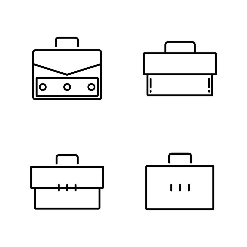 Briefcase Lineal Icon Symbol Vector. Black Outline Briefcase Icon vector