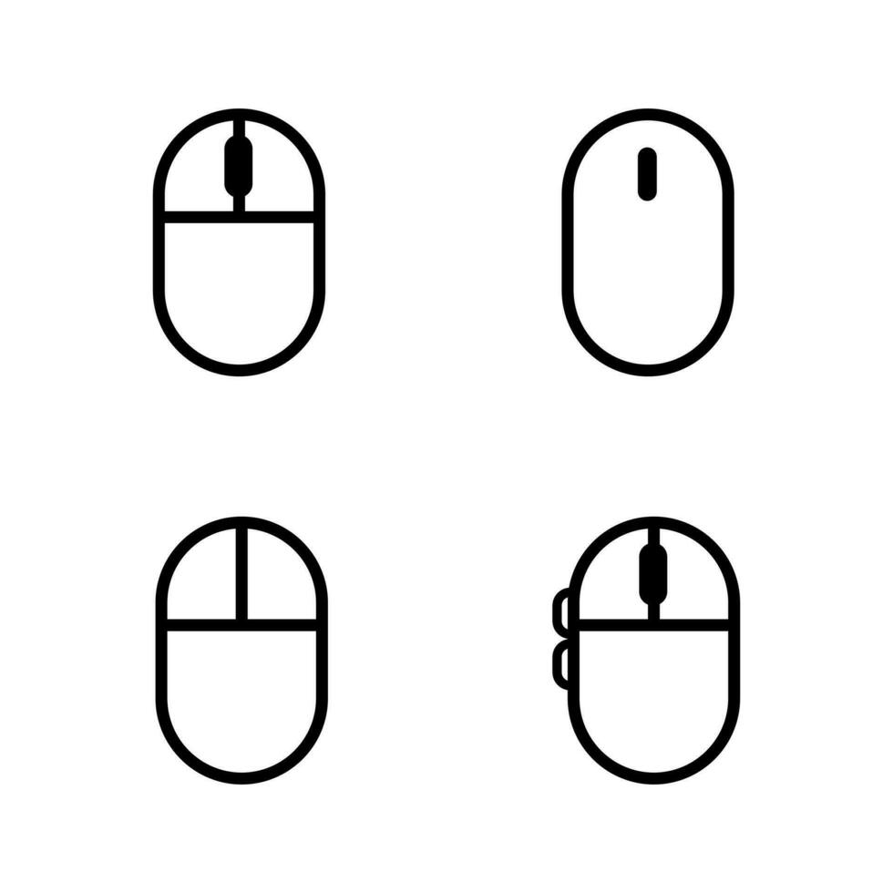 Computer Mouse Lineal Icon Symbol Vector. Black Outline Computer Mouse Icon vector