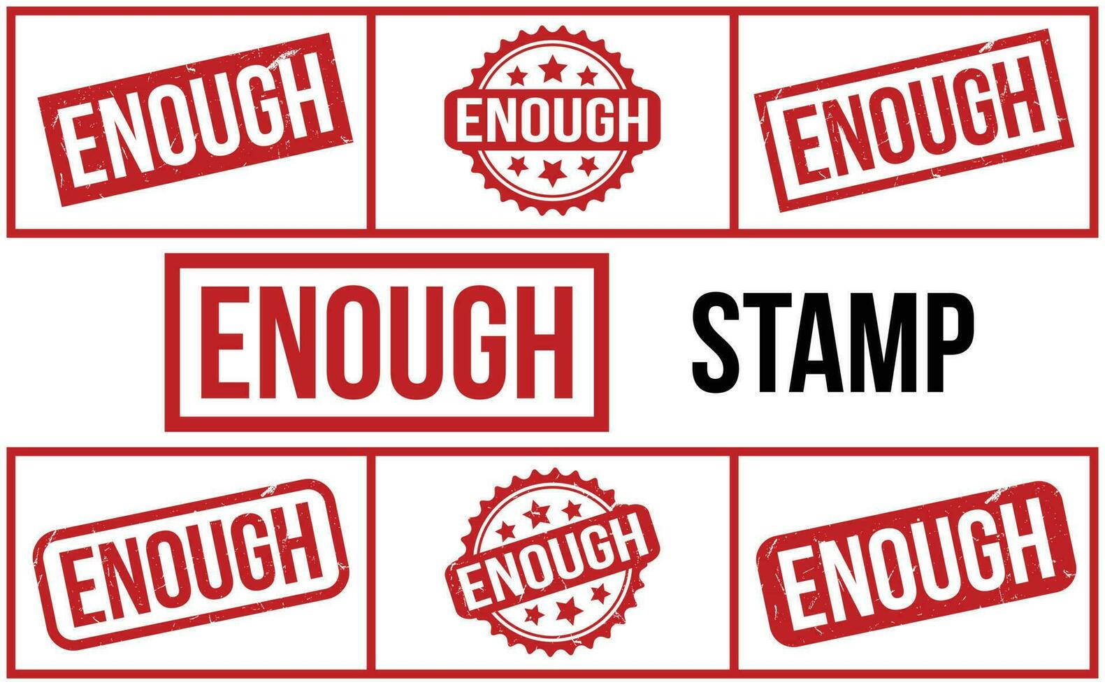 Red Enough Rubber Stamp Set Vector