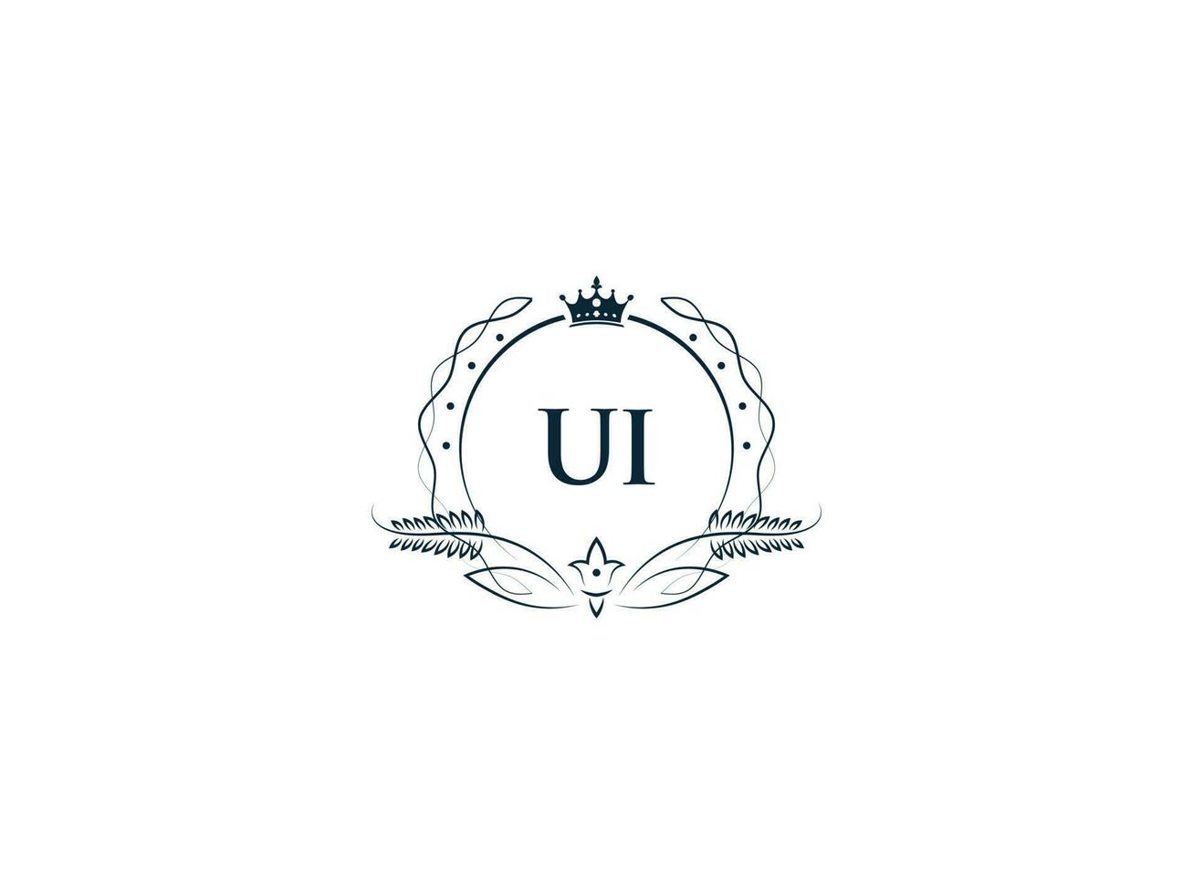 Initial Ui Minimal Luxury logo, Minimalist Royal Crown Ui iu Logo Icon Vector Art