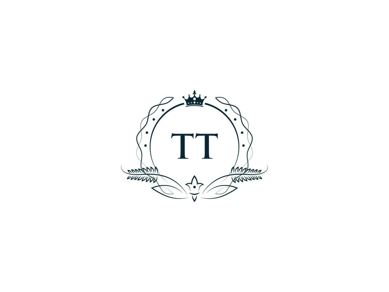 Initial Royal Tt Logo Icon, Minimalist Tt t t Crown Logo Icon Vector