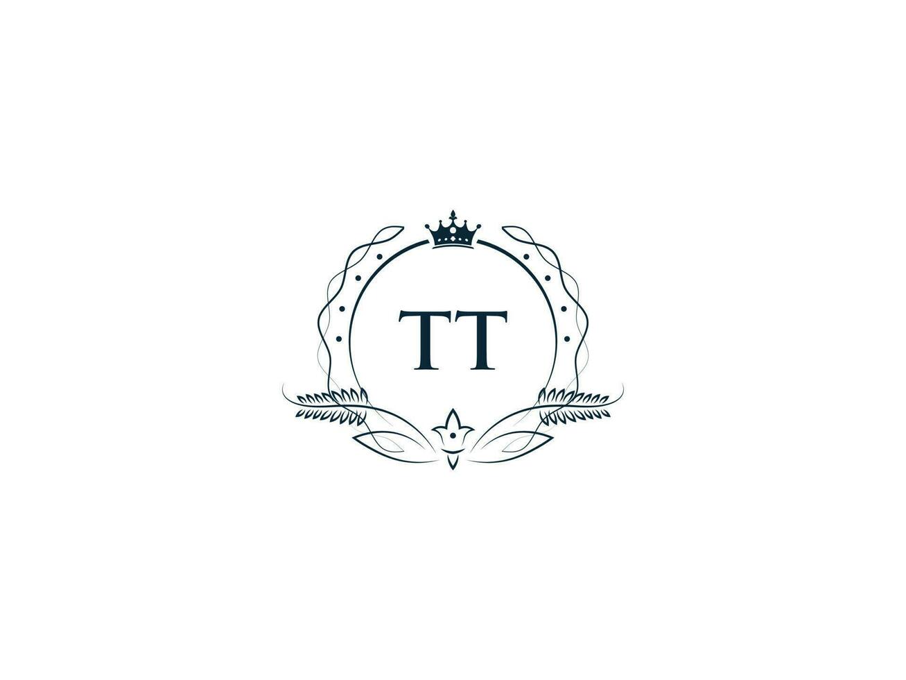 Initial Royal Tt Logo Icon, Minimalist Tt t t Crown Logo Icon Vector