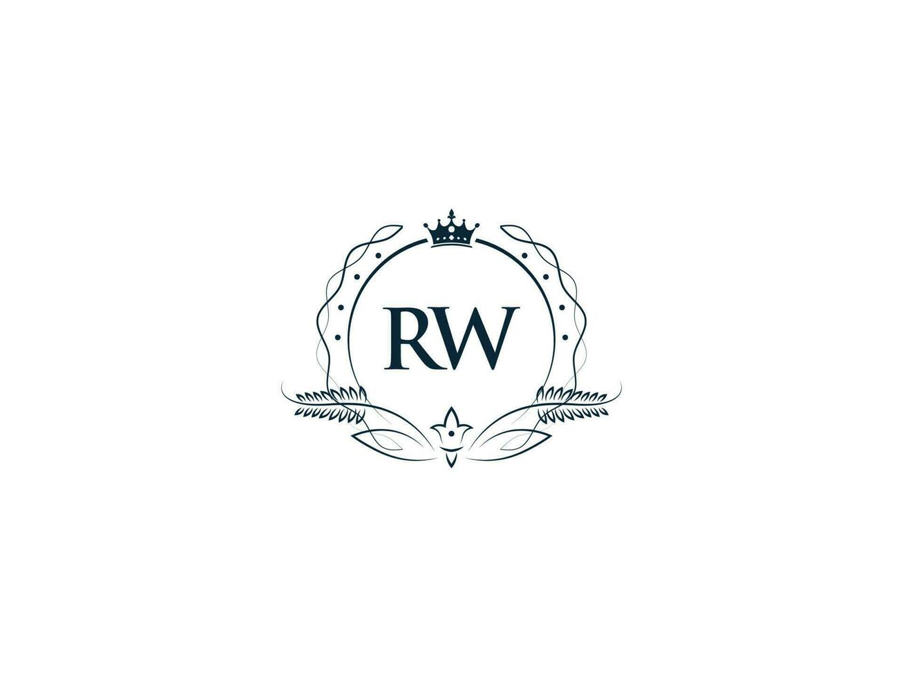 real corona rw logo icono, femenino lujo rw wr logo letra vector