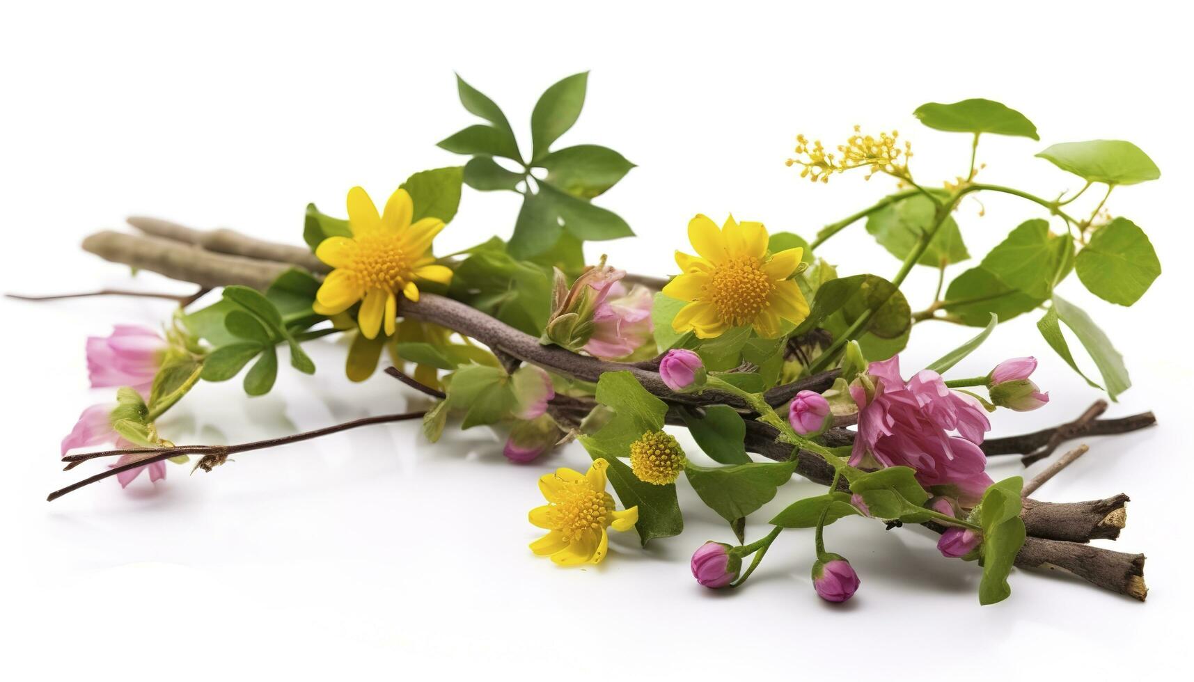 Spring Flower Decoration, Label With English Text Happ Easter , generate ai photo