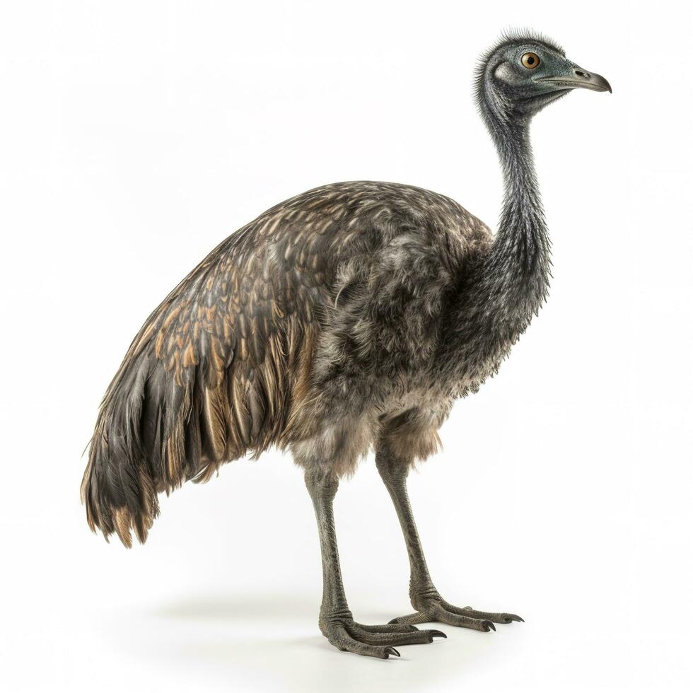 Emu isolated on white background, generate ai photo