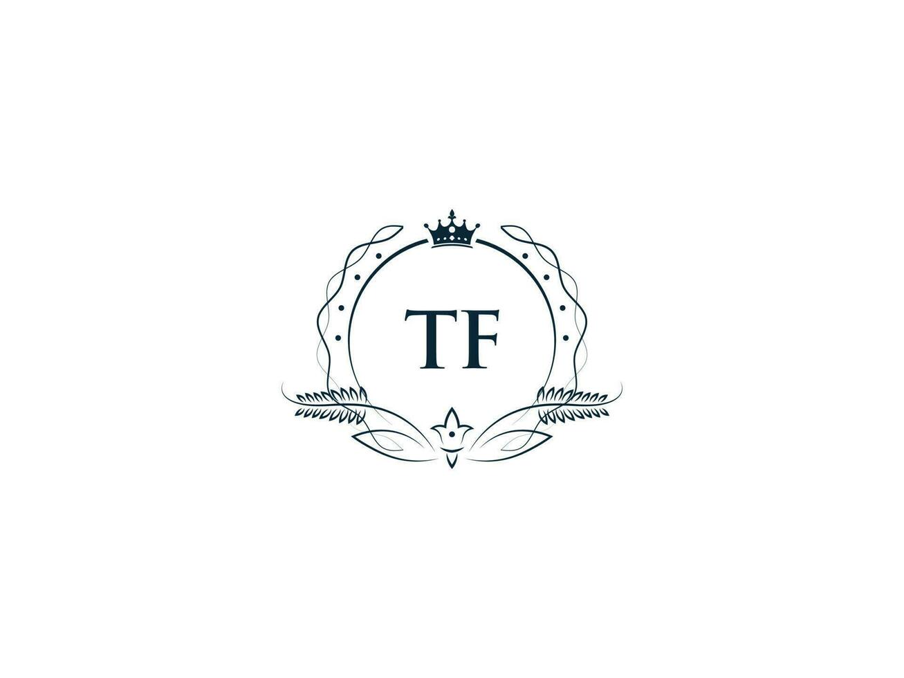Initial Royal Tf Logo Icon, Minimalist Tf ft Crown Logo Icon Vector