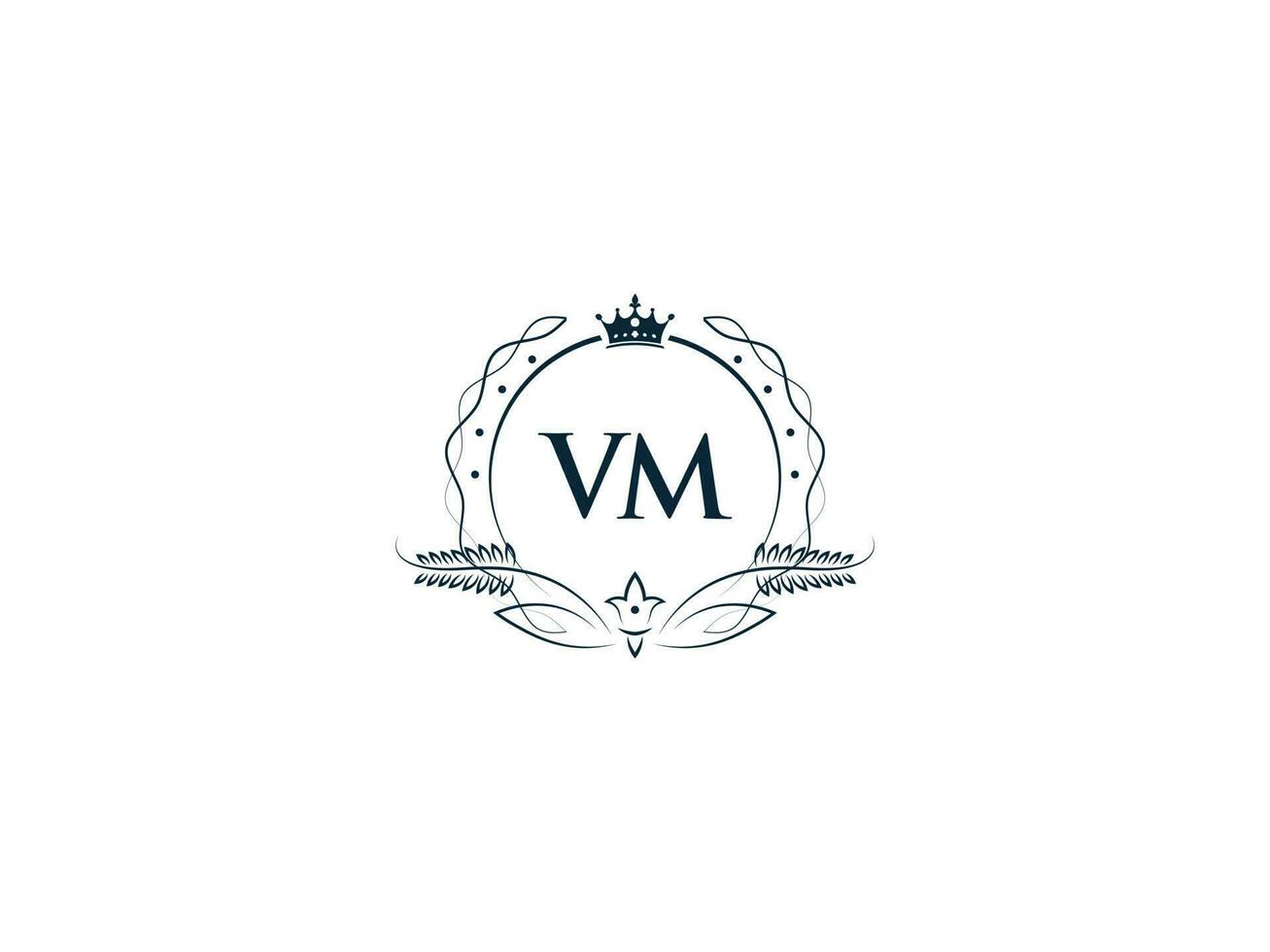 inicial vm logo letra diseño, mínimo real corona vm mv femenino logo símbolo vector