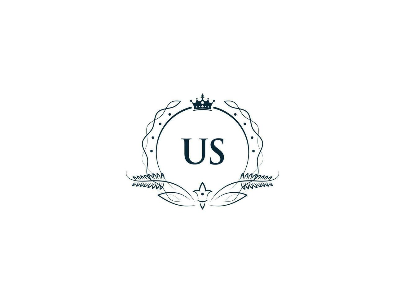 Initial Us Minimal Luxury logo, Minimalist Royal Crown Us su Logo Icon Vector Art