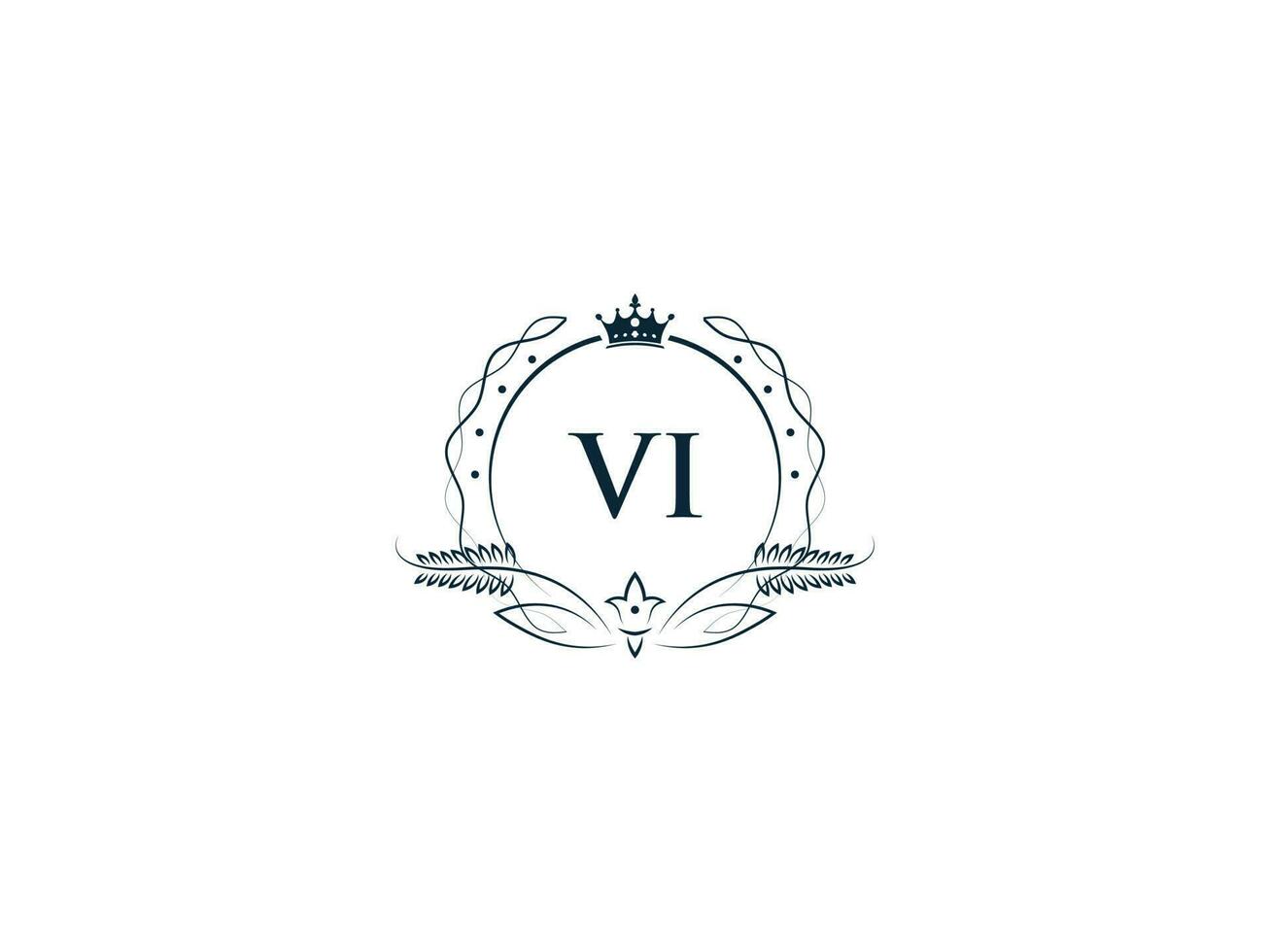 Initial Vi Logo Letter Design, Minimal Royal Crown Vi iv Feminine Logo Symbol vector