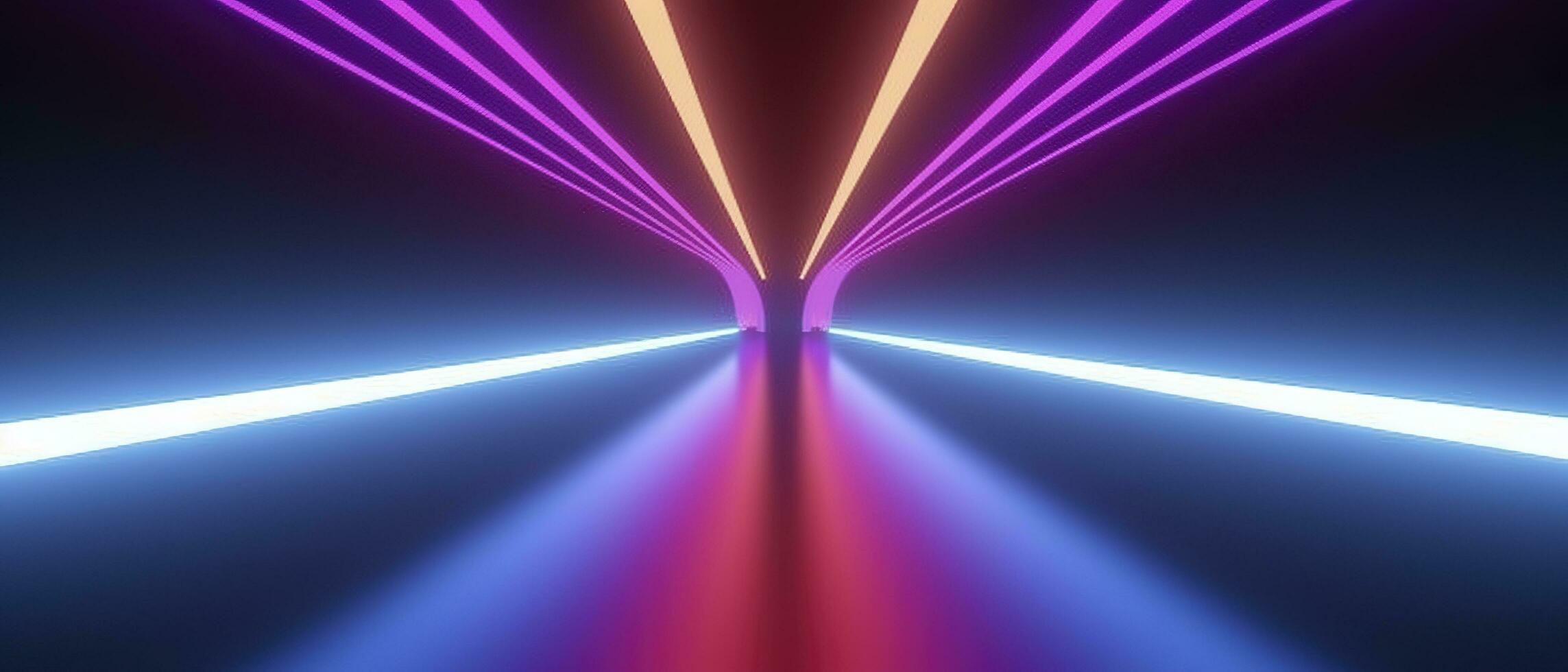 3d rendering, rounded pink blue neon lines, glowing in the dark. Abstract minimalist geometric background. Ultraviolet spectrum. Cyber space. Futuristic wallpaper, generate ai photo