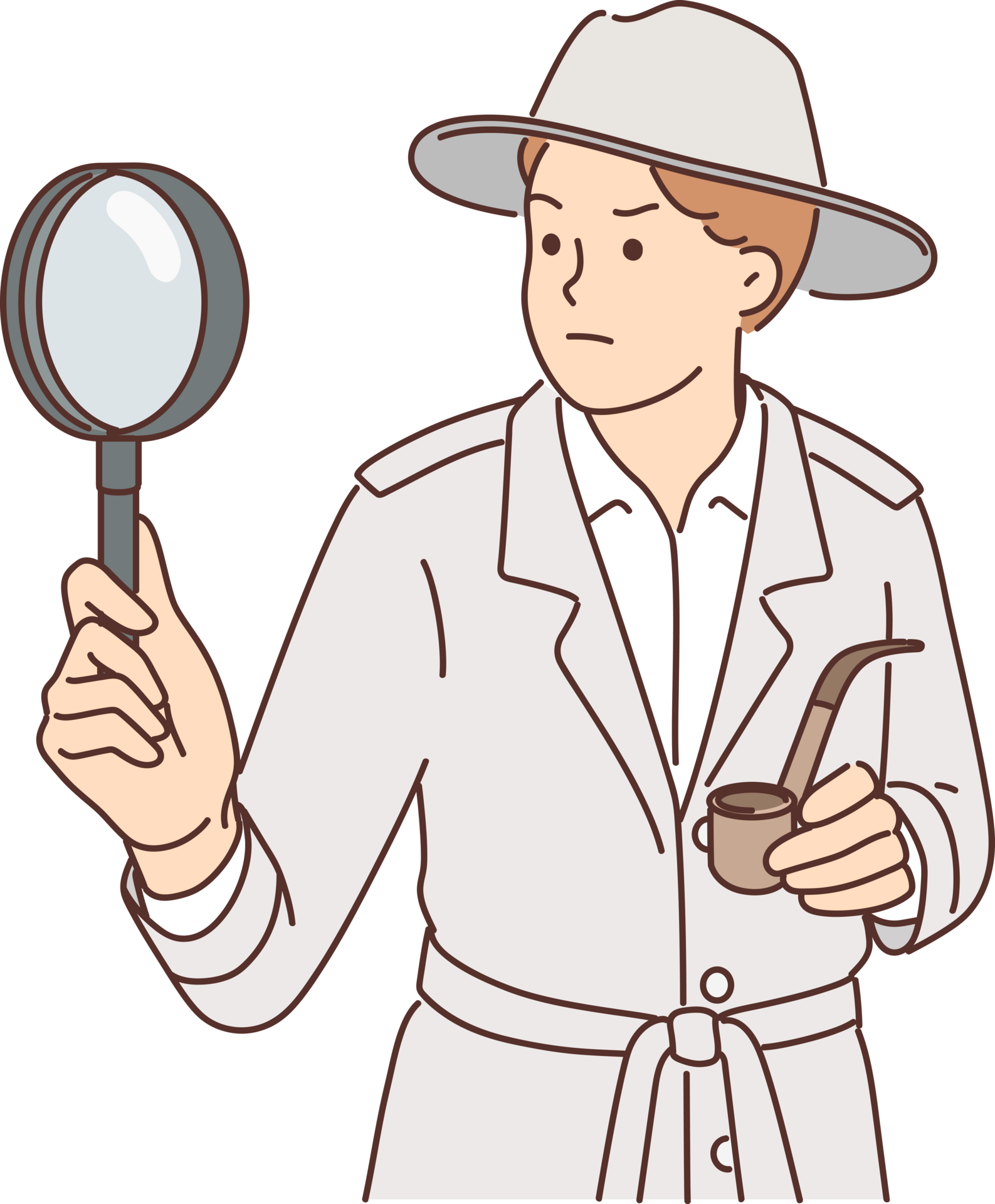 Sherlock holmes with magnifying glass investigates crime using