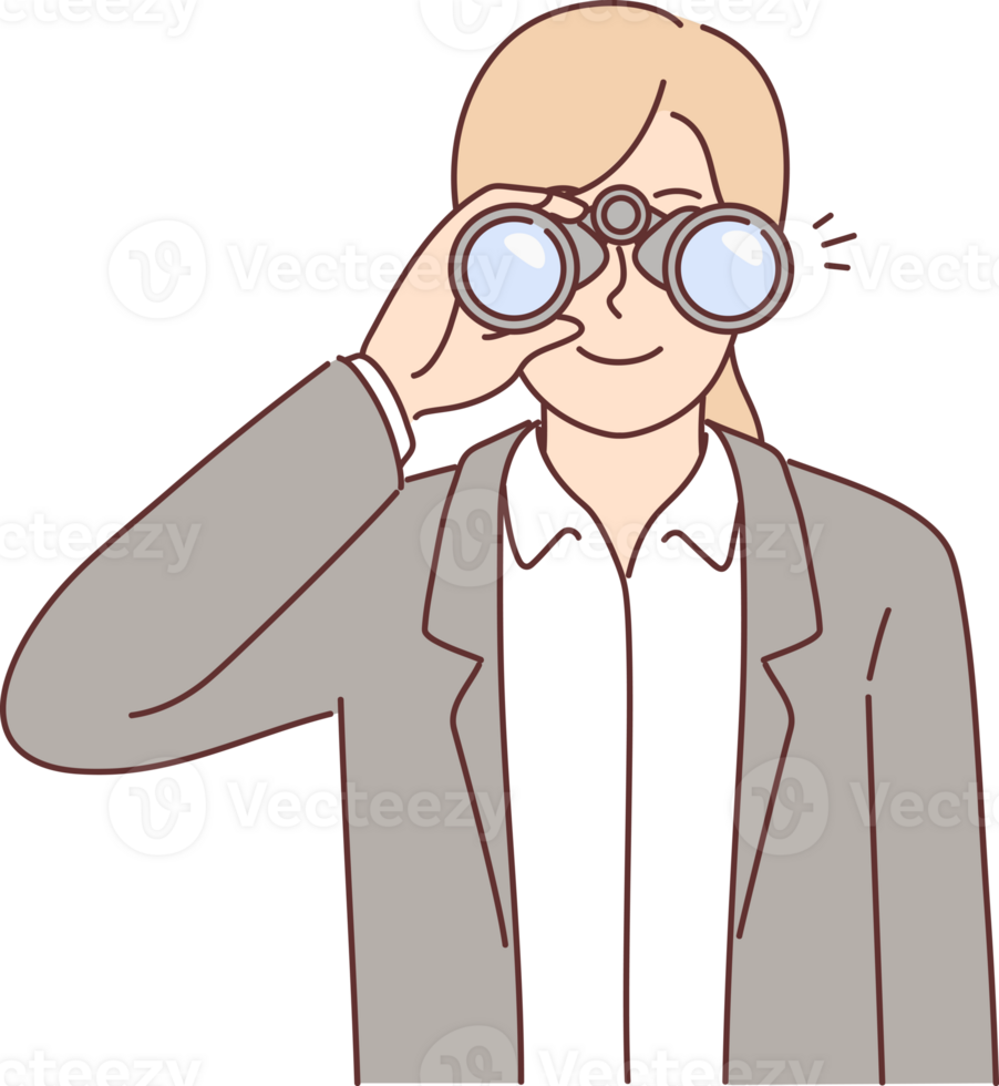 kvinna rekryter använda sig av kikare till Sök för lämplig kandidater för vakans i företag png