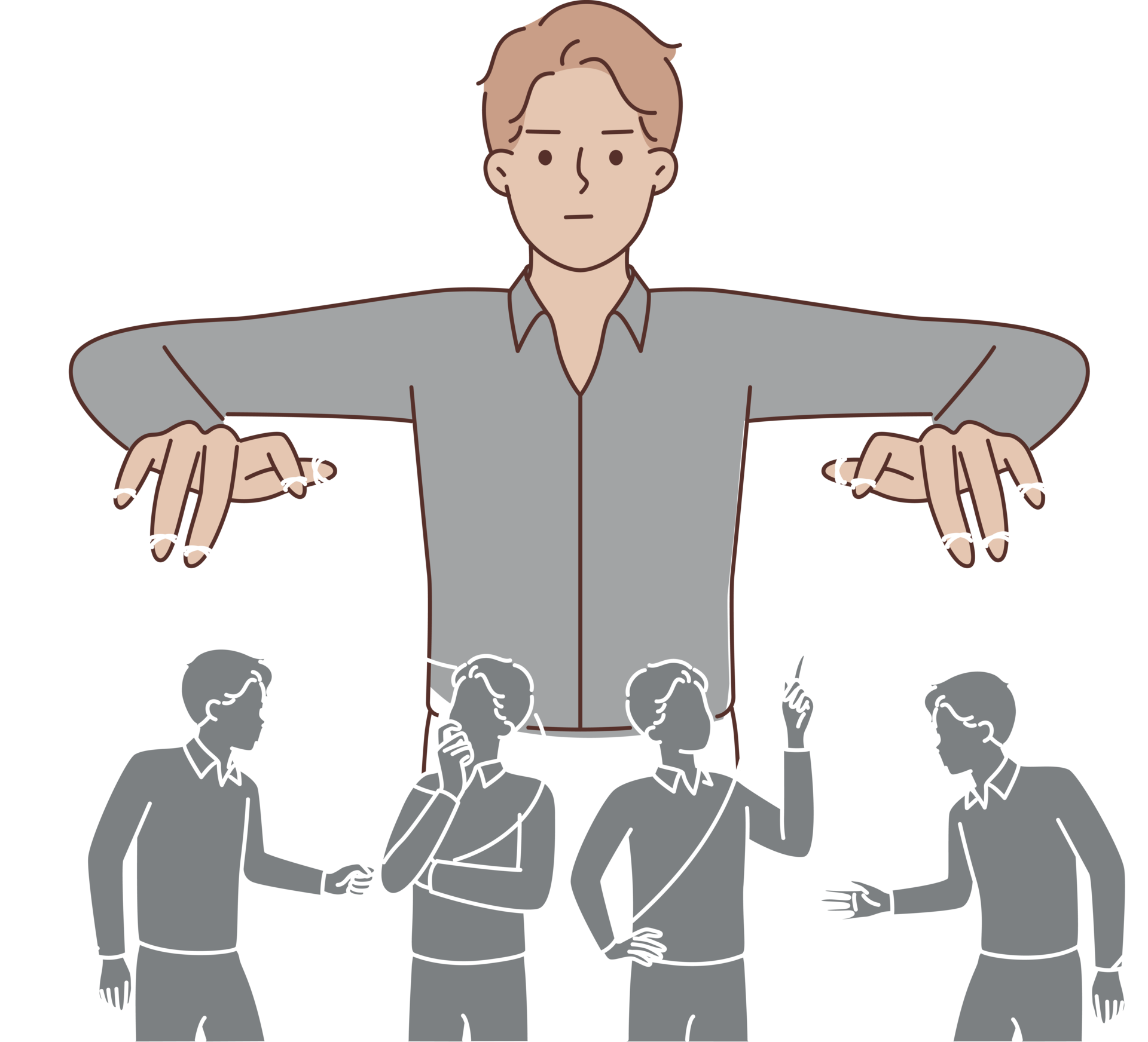 Man puppeteer manipulates people by controlling population with help of  threads. 24485230 PNG