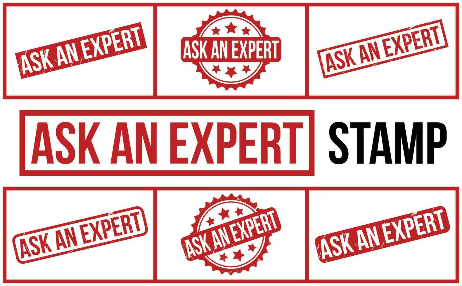 Red Ask An Expert Rubber Stamp Set Vector