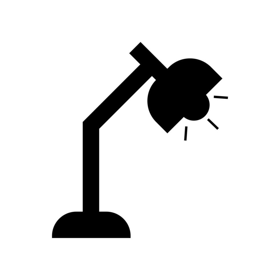 Desk Lamp Fill Icon Symbol Vector. Black Glyph Desk Lamp Icon vector