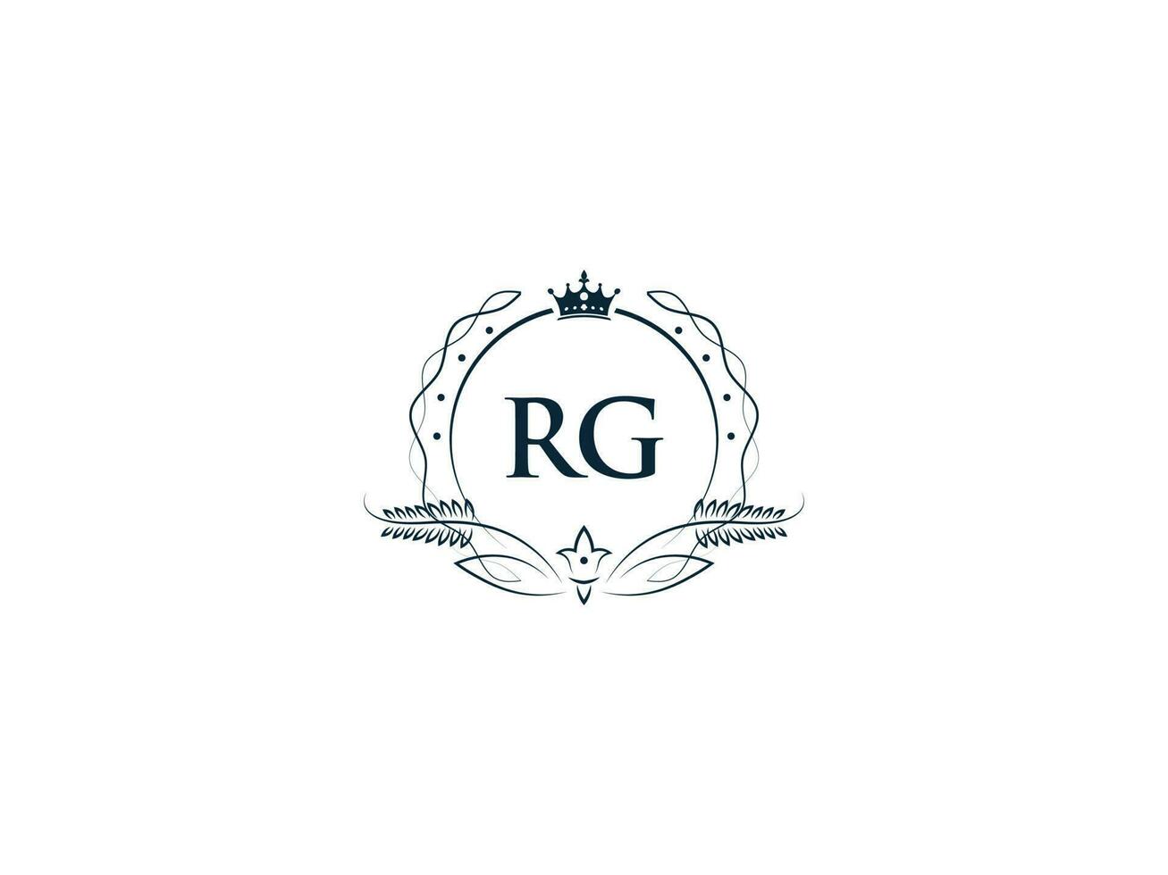 Royal Crown Rg Logo Icon, Feminine Luxury Rg Gr Logo Letter Vector