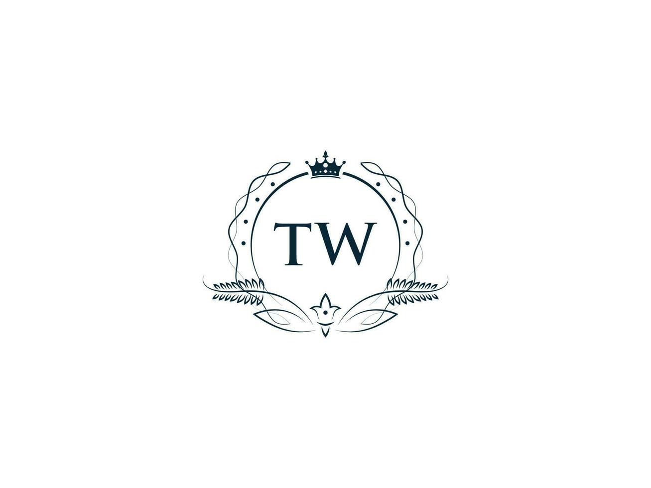 Initial Royal T Logo Icon, Minimalist Tw wt Crown Logo Icon Vector