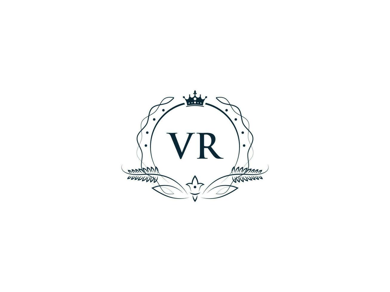 Initial Vr Logo Letter Design, Minimal Royal Crown Vr rv Feminine Logo Symbol vector