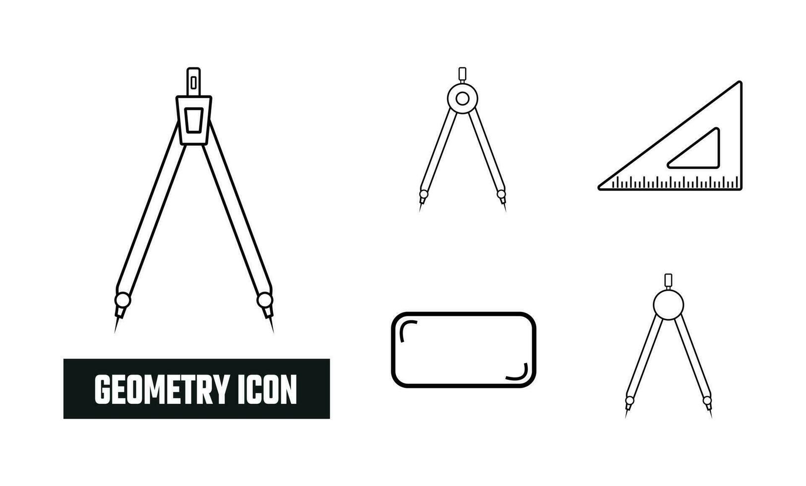 Geometry Lineal Icon Symbol Vector. Black Outline Geometry Icon vector