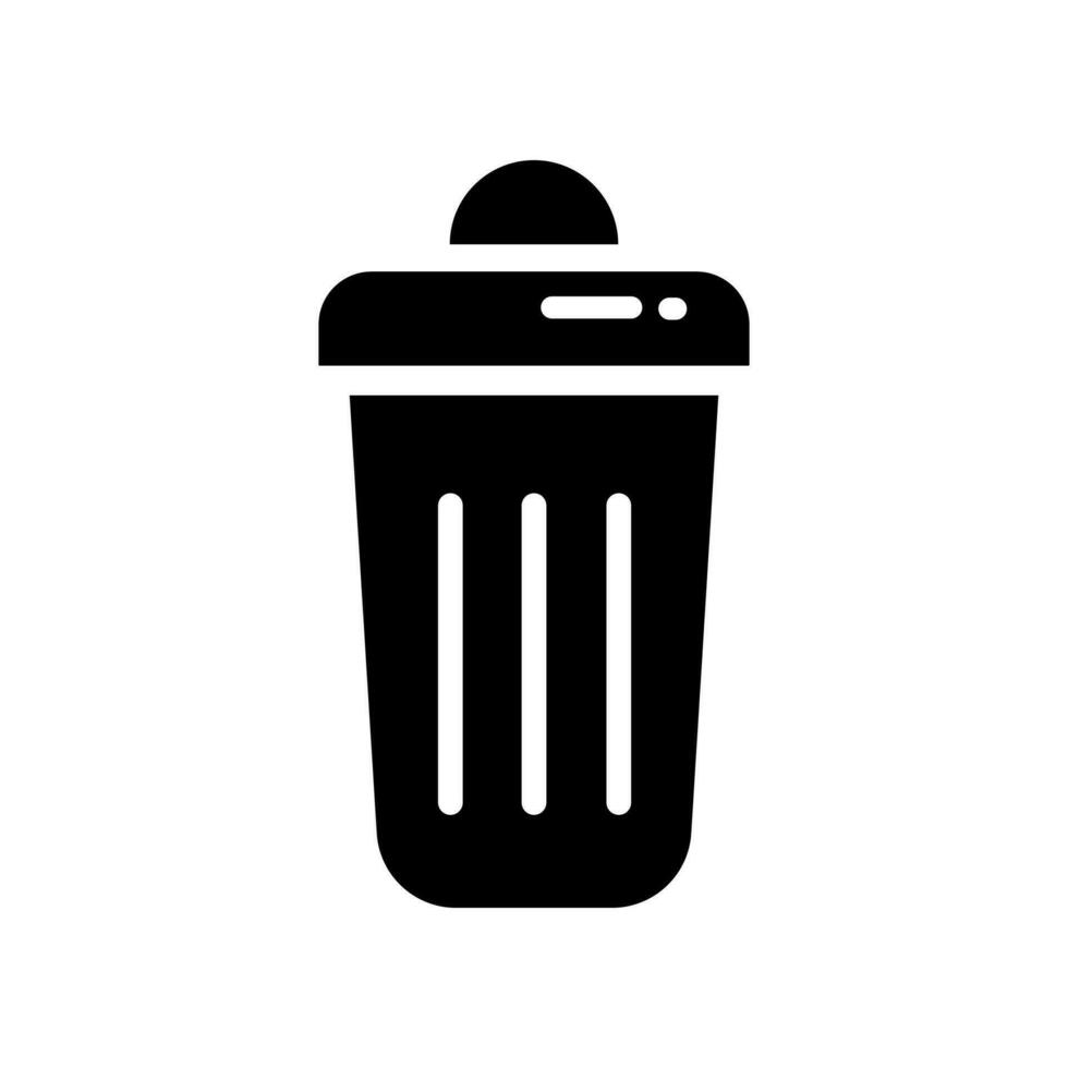 Bin Fill Icon Symbol Vector. Black Glyph Bin Icon vector