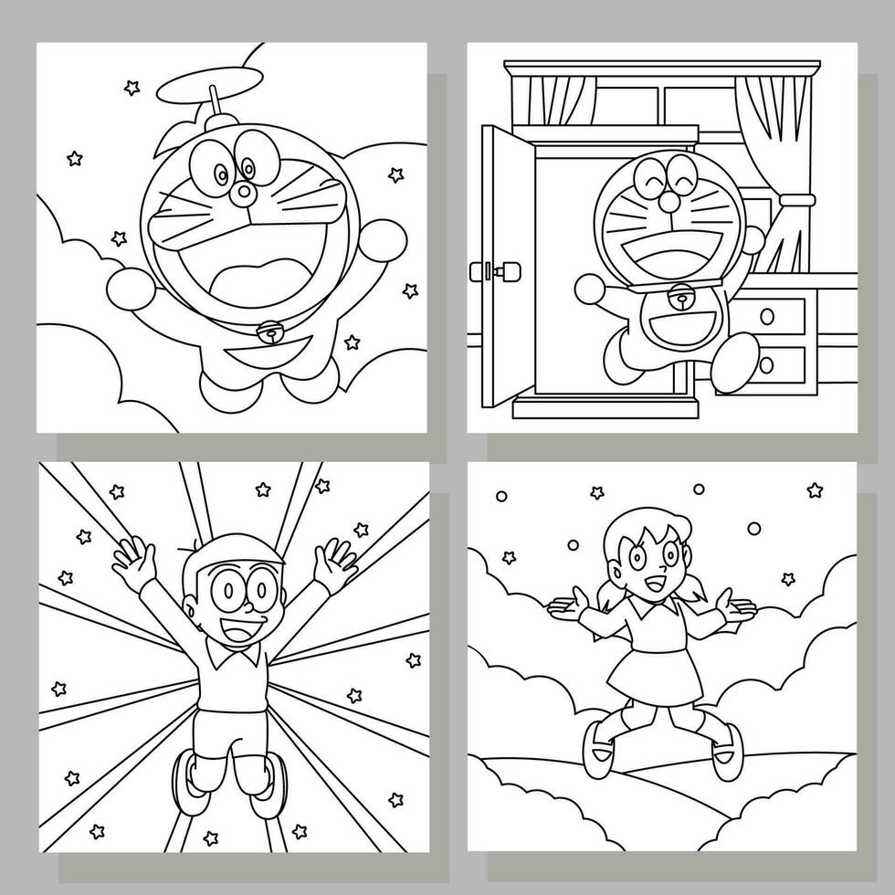 Robot Cat and Friends Children's Drawing Book vector