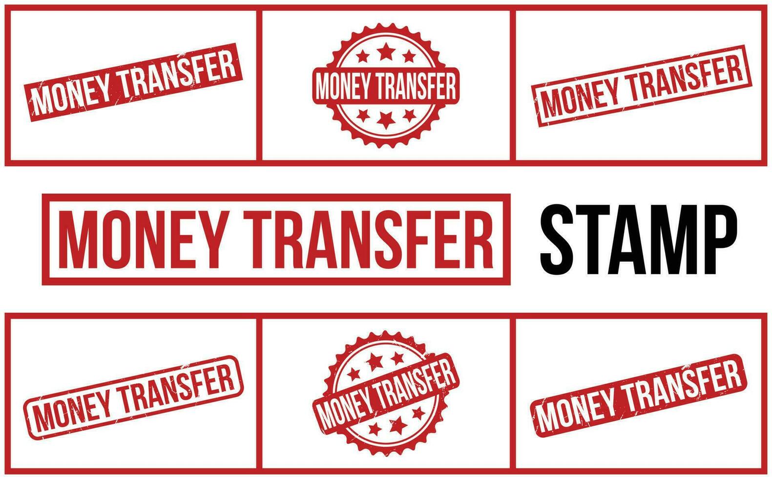 Money Transfer rubber grunge stamp set vector