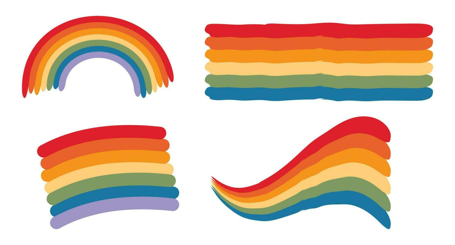 Set multicolored rainbow flag elements. vector