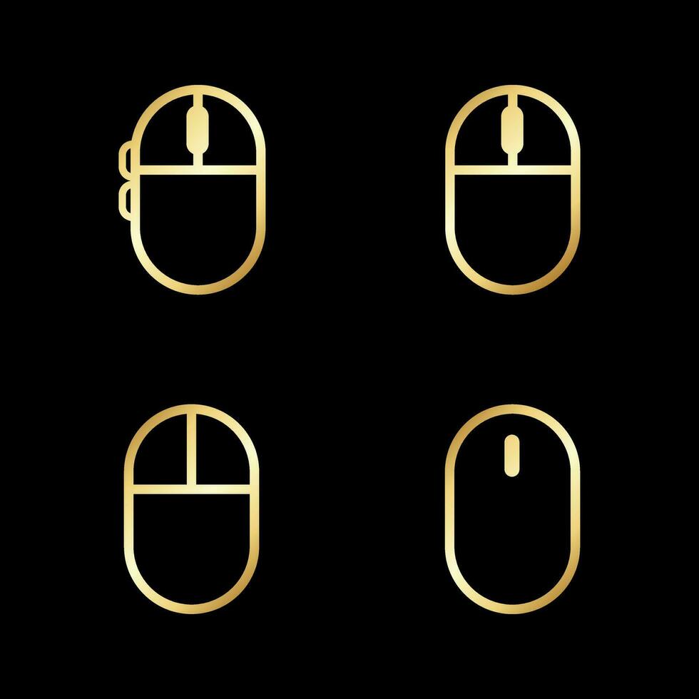 Golden Computer Mouse Icon Vector Illustration